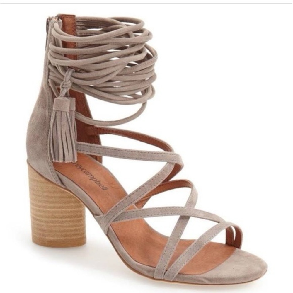 Jeffrey Campbell Despina Taupe Strappy Block Heels-NWOT!
